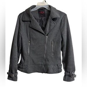 Yoki Women's Charcoal Gray Asymmetrical Zip Jacket